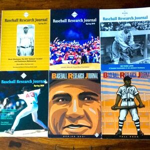 6 Baseball Research Journal 2017 to 2021 (set of 6 issues)